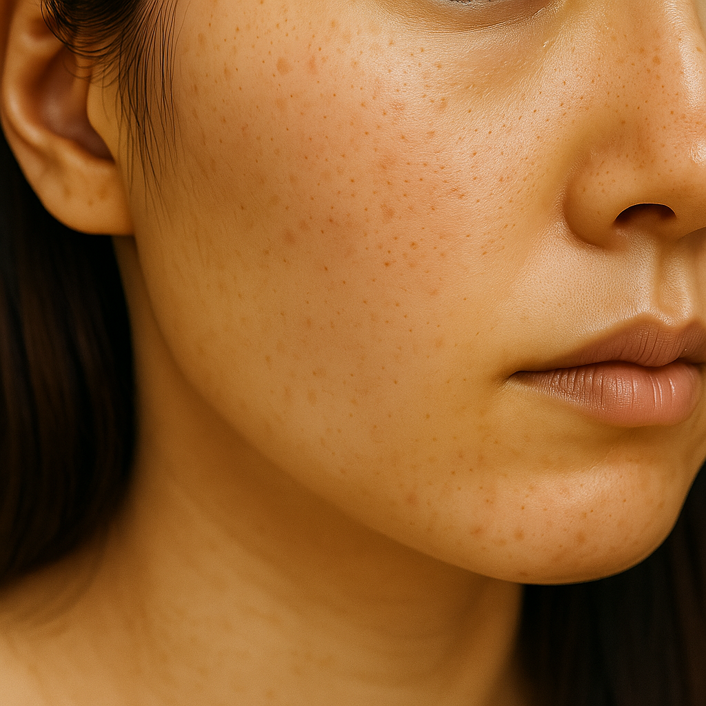 施術後：シミが改善された肌